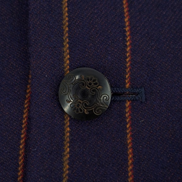 Robert Graham Blazer Mens L Wool Navy Blue Orange Pinstripe Guitar Lining Jacket - Picture 5 of 11